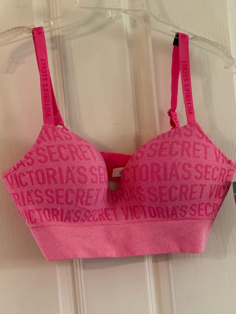 Victoria's Secret Hot Pink Logo Longline Bralette